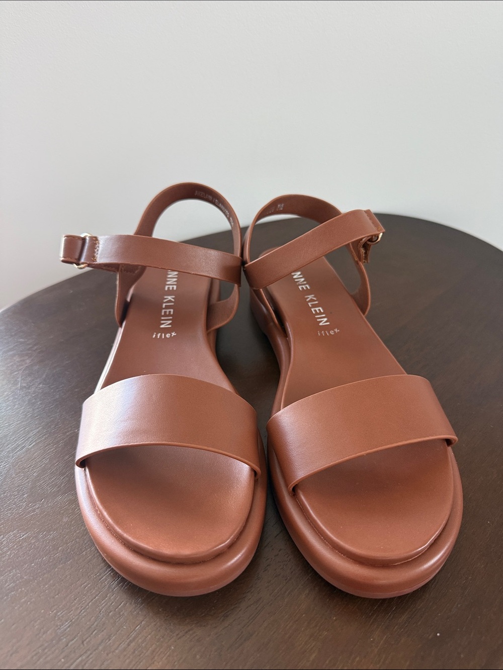 Anne Klein Cognac Brown Ankle-Strap Sandals - iflex. Size 7